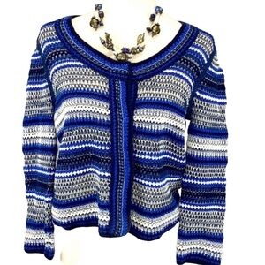 Rachel Roy Blue White Striped Sweater